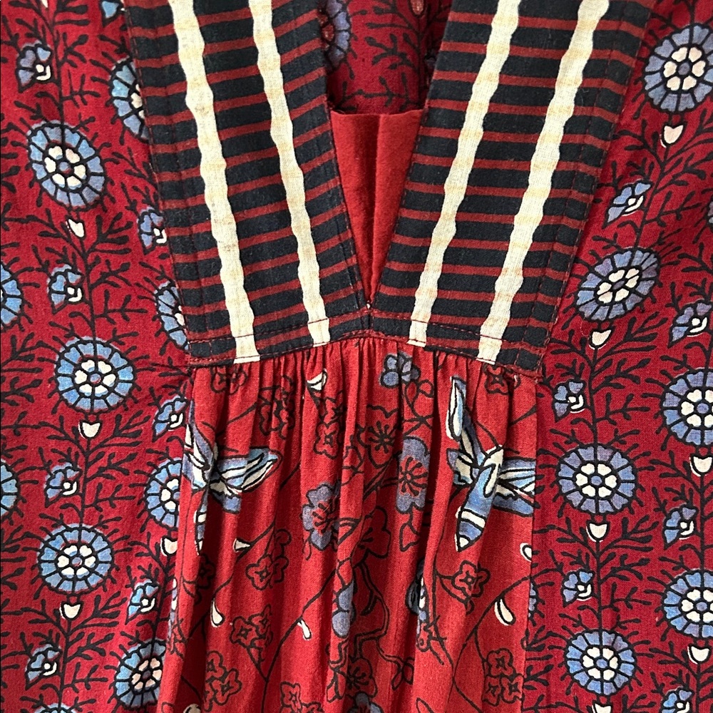 April Cornell Dress XL Burgundy Indian Print Maxi Floral Bohemian Festival - Picture 14 of 16